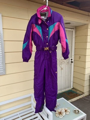 Decente Vintage Ski Suit Women’s US 10 w/ Fold-Out Hood Purple Retro Original - Image 1 of 4