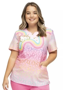 Heart Soul Hello Kitty V-Neck Scrub Top Size S BRAND NEW - Picture 1 of 3