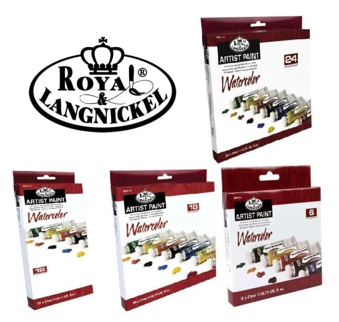 ROYAL LANGNICKEL WATERCOLOUR PAINTS & ARTIST BRUSHES SETS OF LARGE 21ml TUBES - Image 1 of 1