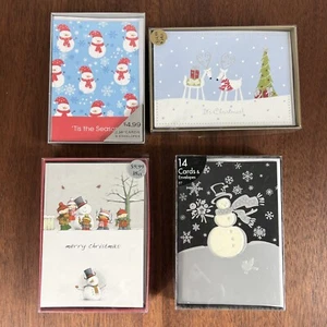 4 Cajas Tarjetas de Navidad de Navidad Papá Noel Muñeco de Nieve Reno 58 Tarjetas con Sobres - Imagen 1 de 14