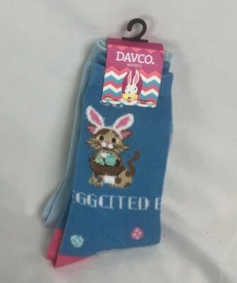 Женские пасхальные короткие носки Davco Eggcited размер обуви 4-10,5 новые 2 пары - Изображение 1 из 4