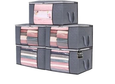 Pack de 5 bolsas de almacenamiento de ropa KING BEDDING 90 L organizadores de ropa de gran capacidad Foto 1 de 4