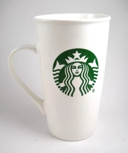 Starbucks weiße Tasse mit Meerjungfrau grün Logo 16 Unzen extra groß 2016 Linkshänder - Bild 1 von 5