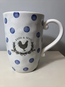 Susan Winget Pitcher Polka Dot Blue/Off White Feed & Seed Farmhouse - Picture 1 of 10