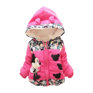 NEW Girls Baby Toddler Winter Warm Minnie Hooded Cartoon Coat Jacket Clothes - Picture 1 of 14