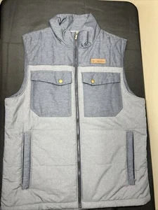 Columbia Sportswear Men's Vest Medium Blue Lightweight Full Zip Pockets - Picture 1 of 12