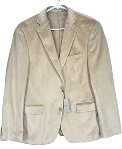 ALFANI Sport Coat Velvet Size 40R Tan Solid Slim Fit Jacket NWOT - Picture 1 of 5
