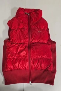 Vintage Nike Kids Red Puffer Down Vest Size M 8-12 - Picture 1 of 12