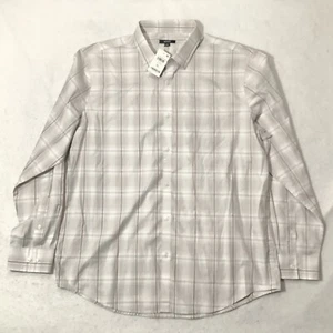 Alfani Shirt Size XL Beige Plaid Mens Long Sleeve New London Plane - Picture 1 of 7