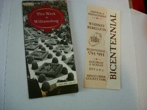 Vacatio Attraction Brochure Lot(2) Whiskey Rebellion Reenactment Williamsburg Pa - Picture 1 of 2