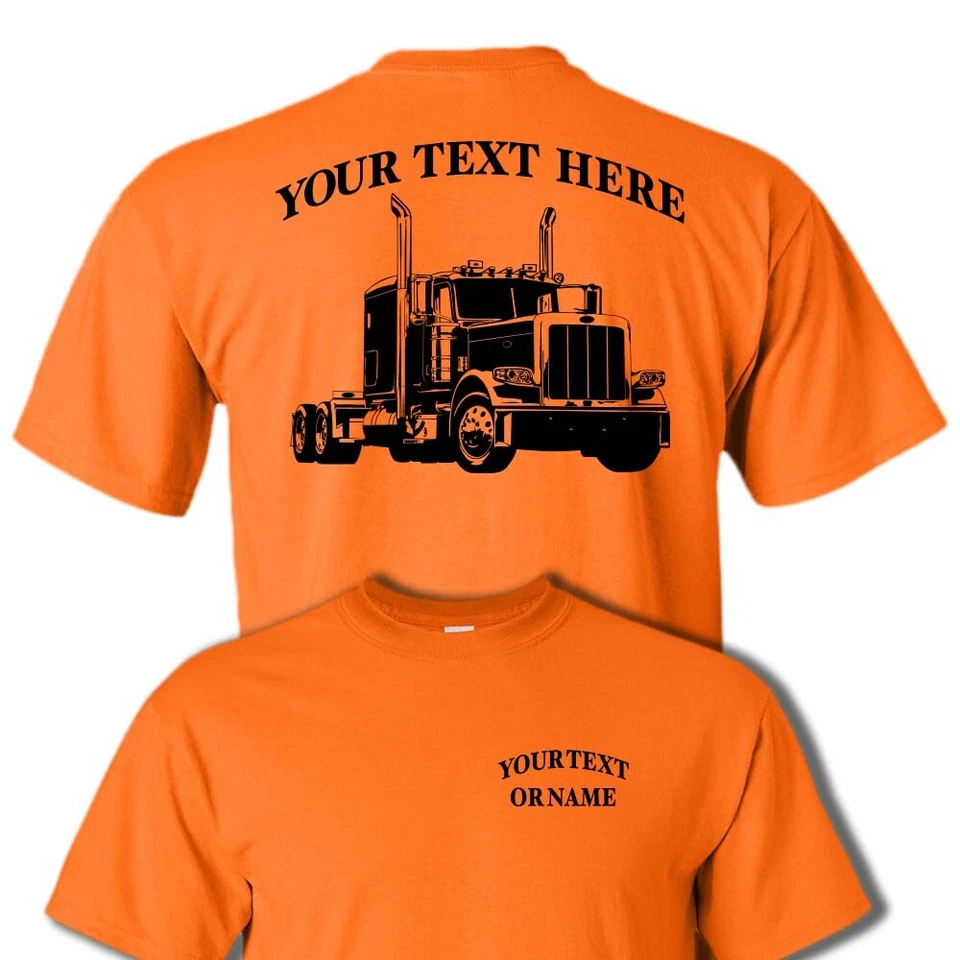 PETERBILT 389 LONG NOSE SEMI TRUCK -  PERSONALIZED CUSTOM COTTON T-SHIRT #BR012 - Imagem 1 de 1