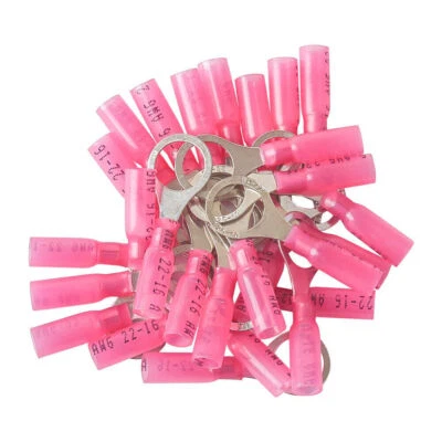 25-300PCS Red Heat Shrink Ring Terminals 22-16 AWG Marine Wire Crimp Connectors - Image 1 of 4