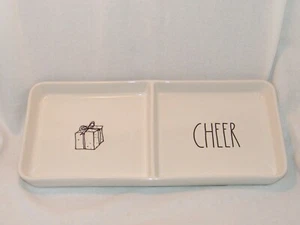 New Rae Dunn Christmas "Cheer" &Gift Divided Platter /Trinket Tray /Serving Dish - Picture 1 of 9