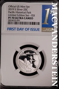 2019-S Silver Pacific Historical Park Quarter - NGC PF 70 Ultra Cameo - #SLG339 - Picture 1 of 2