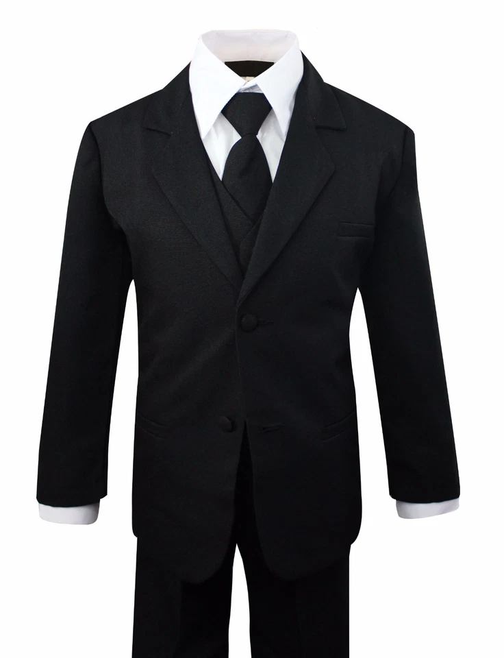 Boys Kids Children Formal Dress Black Suit Tuxedo Toddler 2T-14 Choose Style - Image 1 of 4