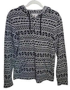 On the Byas Women's Lightweight Aztec Print Hoodie Black White Size S Southwest - Picture 1 of 11