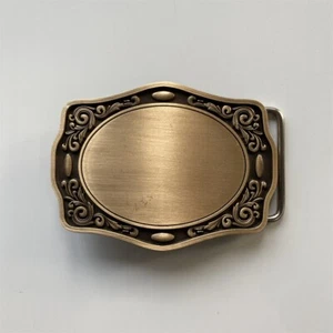 Antigua hebilla de cinturón en blanco personalizada de flores occidentales de bronce para grabado - Imagen 1 de 7