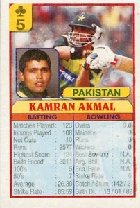 2011 PAKISTAN Cricket Card KAMRAN AKMAL One Day International - Foto 1 di 3