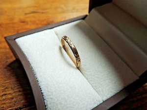14K Yellow Gold Art Deco Engraved Wedding Band Ring Size 6.5 - Picture 1 of 12