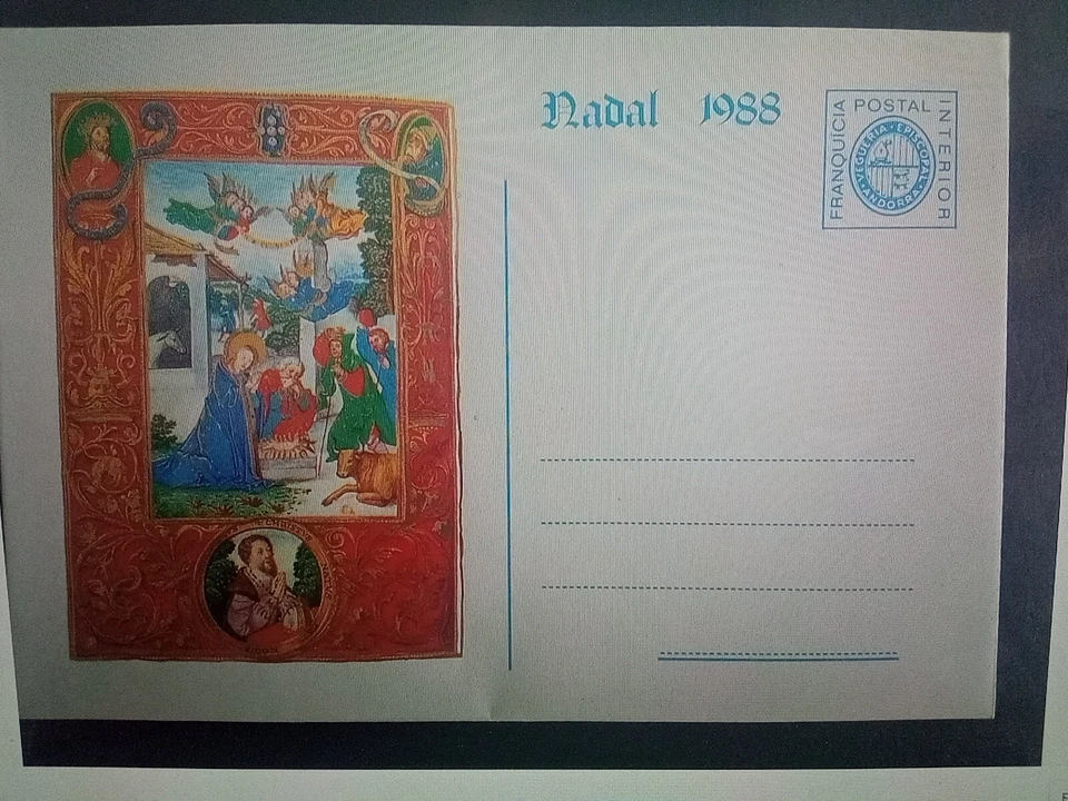SELLOS ANDORRA MNH VEGUERÍA EPISCOPAL 1988 SOBRE FRANQUICIA AEREA. NAVIDAD  - Imagen 1 de 1