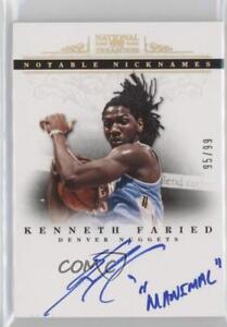 2012 National Treasures Notable Nicknames /99 Kenneth Faried #17 Rookie Auto RC