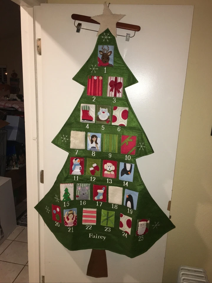 Pottery Barn Kids Tree-Shaped Christmas Advent Calendar Holidays Monogrammed - Image 1 of 4