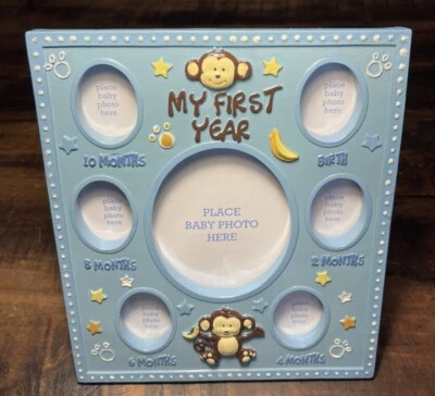 Baby Boy 1st Year Blue Resin Picture Frame First Memories & Milestones - Image 1 of 4