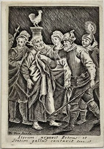 1630 Peter Denied, J. van de Sande (b.1600), devotional engraving on vellum, rel - Picture 1 of 2