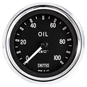 Smiths Cobra Mechanical Oil Pressure Gauge - Black Dial Face Chrome Bezel - Picture 1 of 4