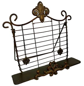 Cavalletto porta libri da cucina in ferro espositore metallo Fleur de Lis con pesi - Foto 1 di 8
