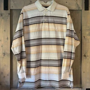 VTG 90s Def Jam University Shirt Men's XL Long Sleeve Polo Rugby Brown Stripe - Picture 1 of 10