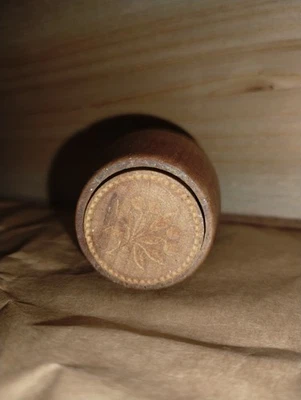 Vintage Antique Small miniature Wood Butter Print Mold Flower Pattern Primitive  - Image 1 of 3
