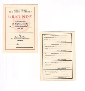 1 X blanko DDR Urkunde MfS Ministerium Staatssicherheit Bestenabzeichen der NVA - Picture 1 of 1