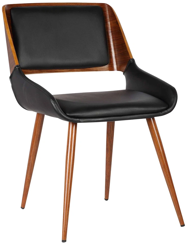 Panda Black Faux Leather and Walnut Wood Dining Chair - Image 1 of 1