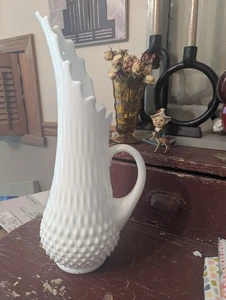 Vintage Milk Glass Hobnail Swung Vase - Picture 1 of 3