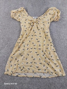 Mimi Chica Dress Juniors Size Small Yellow Floral Mini Short Sleeve Babydoll - Picture 1 of 7