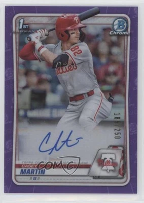 2020 Bowman Draft Chrome Picks Purple Refractor /250 Casey Martin #CDA-CM Auto - Image 1 of 2