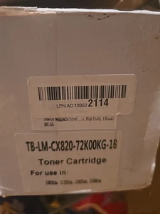 Black TONER Cartridge CS820de CX826de CX860de TB-LM-CX-820-72K00KG-1B Comp New - Picture 1 of 4