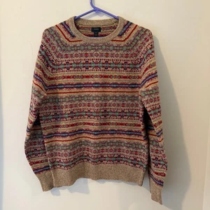 J. Crew Vintage Fair Isle Pullover Gr. Medium Wolle hellbraun mehrfarbig Pulli - Bild 1 von 8