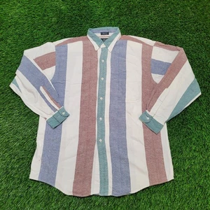 Vintage Arrow Carriage Trade Button Shirt L 23x31 USA Vertical Striped 90s - Picture 1 of 13