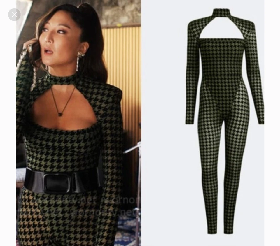 NWT Adidas x Ivy Park Jumpsuit Womens Medium Green Houndstooth Beyonce Catsuit - Image 1 of 3