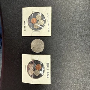 Vintage Mini Münzen - "kleines Darlehen" & Little Something" Quarter Penny Nickle Dime - Bild 1 von 5