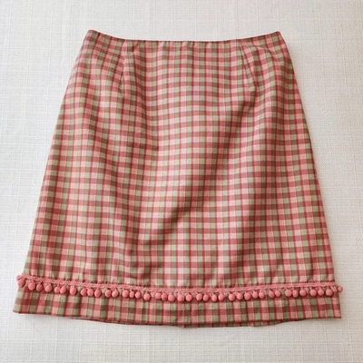 Preppy Skirtin Around New Canaan CT Pink Green Plaid A Line Skirt  Sz 10 - Image 1 of 4