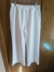 Neu ohne Etikett Pulloverhose Zopfmuster XL weites Bein weiß Taschen  - Bild 1 von 6