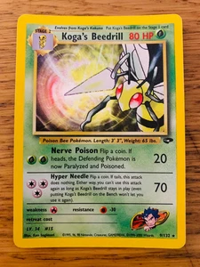 ¡CASI NUEVO! ¡Tarjeta de Pokémon Koga's Beedrill (9/132) Holo Gym Challenge! ¡RÁPIDO P&P! - Imagen 1 de 2