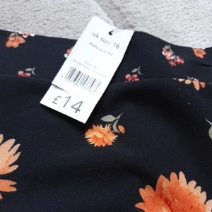 Ladies George black & orange floral Hanky style size 16 new - Picture 1 of 5