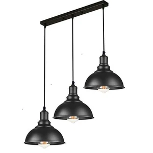 Lampada a sospensione soffitto vintage retrò industriale 3 vie metallo paralume lampada retrò - Foto 1 di 11