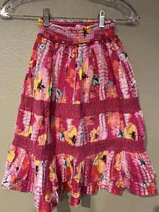 NWOT "Justice" Girls Pink Floral Tropical Peasant skirt size 6 - Picture 1 of 4