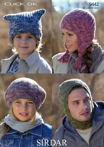 Adult Child Balaclava T Bag Hat Beret Helmet - Sirdar 9442 - Vintage - Print - Picture 1 of 2