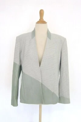 Chaqueta con textura Helmut Lang 8 ribete de cuero de cordero gris verde mezcla de viscosa Foto 1 de 4
